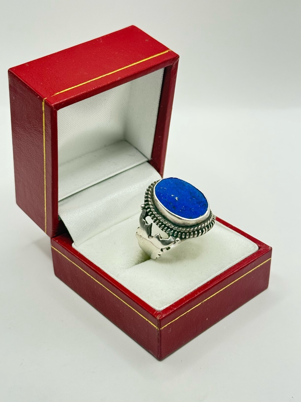 Lapis Blue Stone Silver Ring size 7.3 - Picture 4 of 7